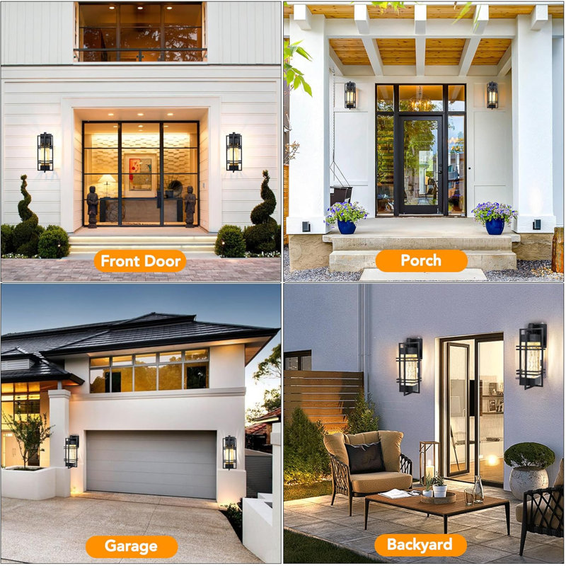 WIHTU Dusk To Dawn Outdoor Front Porch Light Fixtures Wall Mount 2 Pack Sensor Exterior Lighting Fixtures For House Waterproof Wall Sconce Lights Outside Lantern Lamp For Garage Doorway Bulb Included ...
